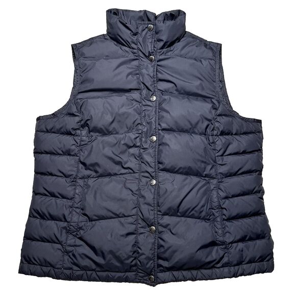 Lands' End Women's Down Filled Puffer Vest Size XL 18 Black Quilted Button Front - Picture 1 of 8